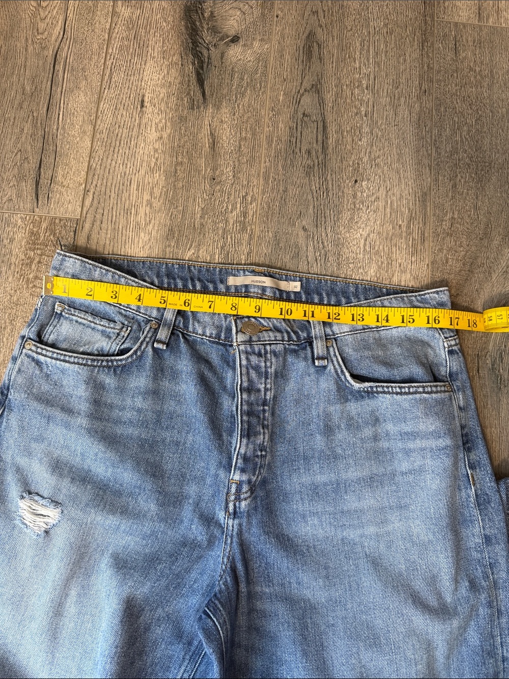 Hudson Jeans Medium Blue Wide-Leg Distressed Denim - Picture 12 of 13